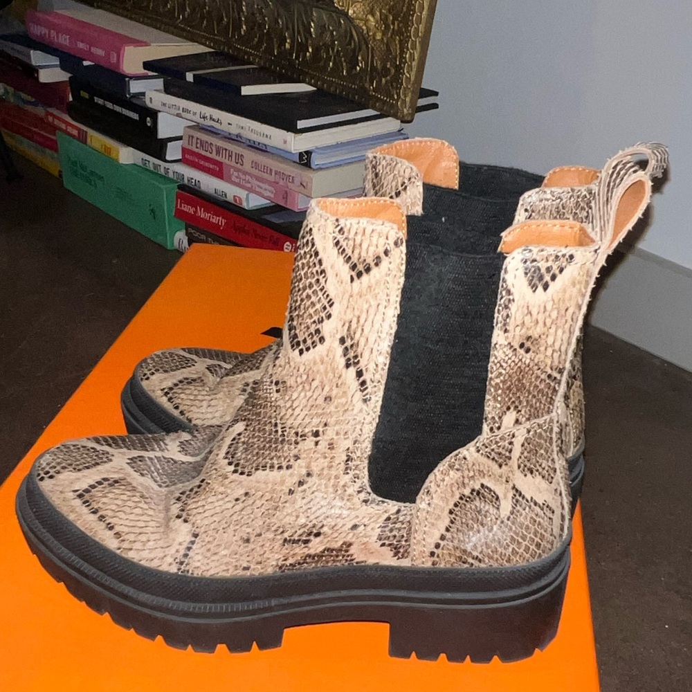 Snake Print Ankle Boots